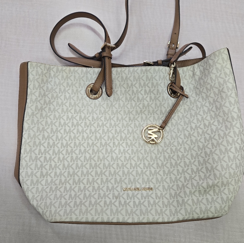 Michael Kors White and Tan Women's Tote Bag